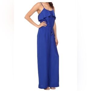 Michael Kors Cobalt Blue Ruffle Wide-Leg Jumpsuit